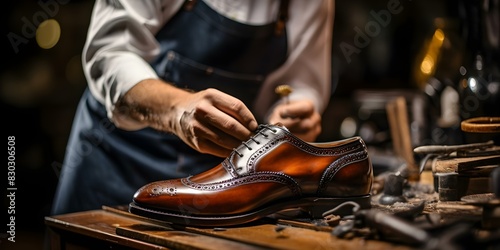 Crafting shoes: The artful blend of skill, tradition, and progress in a repair business. Concept Shoemaking, Traditional Craftsmanship, Shoe Repair, Leatherworking, Artisanal Footwear