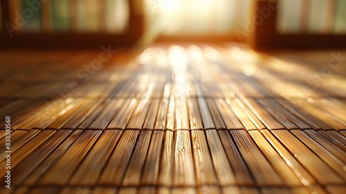 Detailed shot of a bamboo mat, concept of realistic modern interior design