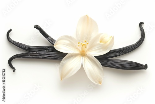 Vanilla Bean Flower Plant Top-Down View on White Background