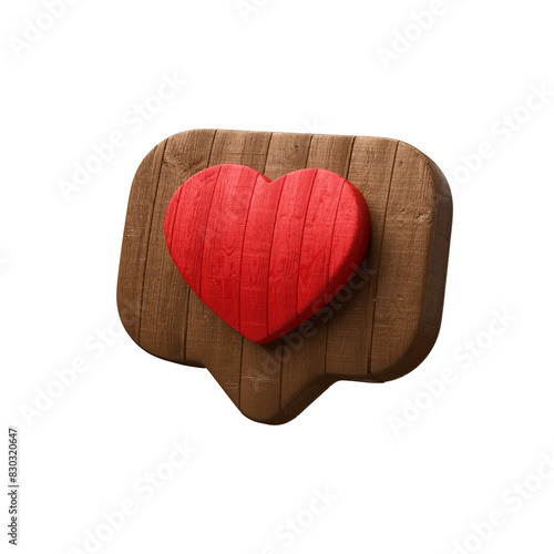 Reação de coração vermelho com textura de madeira isolado para campanha de São João