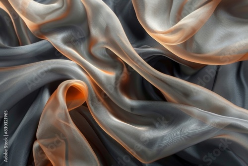 Close up of a gray fabric with orange highlights