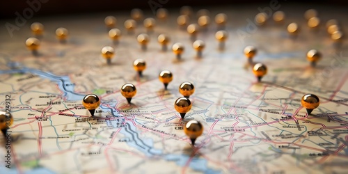 Using map pins for business or adventure navigation: A guide to locating specific locations. Concept Map Pins, Navigation, Business, Adventure, Location