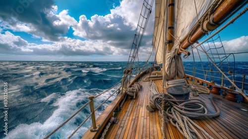  day sunny ocean Atlantic sail Yacht boat sailboat ship sailing deck rope mast 