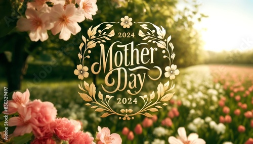 mother's Day 2024 gift box, template for love mom vecter illustration flower