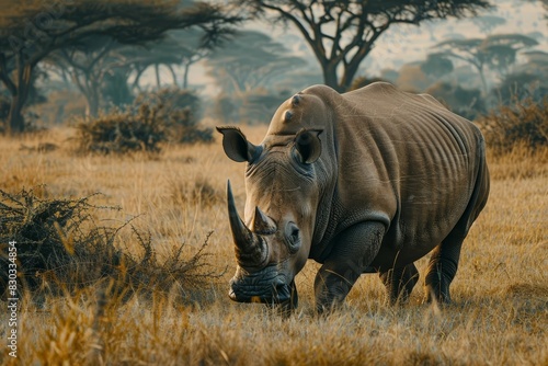 majestic white rhinoceros in serene kenyan sanctuary wildlife photography
