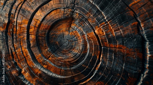 Old wooden oak tree cut surface.
