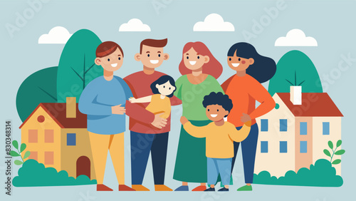 The coop encourages a sense of community involvement and creates a closeknit bond between families strengthening the overall neighborhood.. Vector illustration