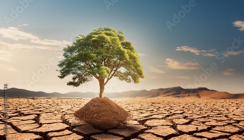 World Environment Day 2024 concept - Land restoration, desertification and drought resilience, 3d tree background. Ecology concept.