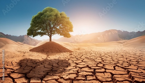World Environment Day 2024 concept - Land restoration, desertification and drought resilience, 3d tree background. Ecology concept. 