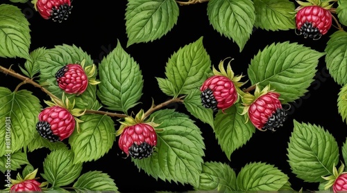 Blackberry Bush With Green Leaves