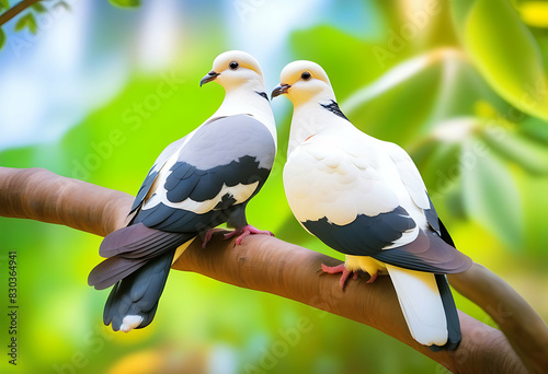 Large Black and White Asian Pigeons