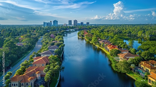 View from drone over Hillsborough River with mood