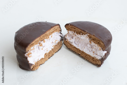 chocolate cake on a plate alfajor