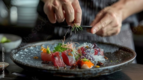 Plate with fresh sashimi