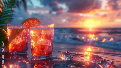 Sunset Beach Party with Cold Cocktails: Summer Celebration