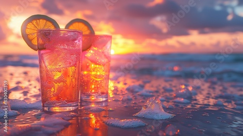 Sunset Beach Party with Cold Cocktails: Summer Celebration