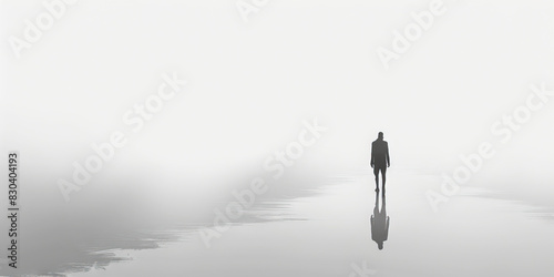 The Solitary Soul: A silhouette of an individual standing alone against a stark white background, symbolizing the loneliness and isolation that can sometimes accompany intense focus or creativity.
