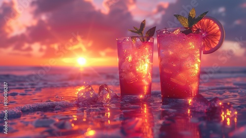 Beach Party Bliss: Cold Cocktails at Sunset
