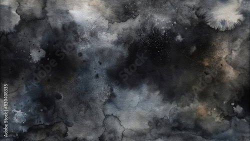 Abstract black concrete texture with watercolor effect