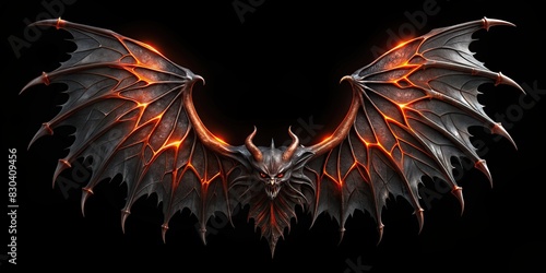 Blackish demon or devil wings isolated on background