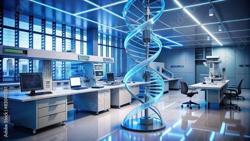 A high-tech medical DNA laboratory with advanced equipment and technology