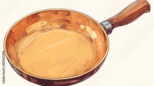 Hand drawn doodle icon of a frying pan for cooking food available as a stock 2d