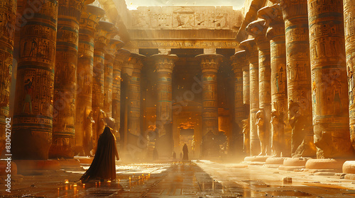 ancient civilization worshipping Thoth the patron of knowledge in a grand temple
