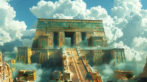 ancient civilization worshipping Thoth the patron of knowledge in a grand temple