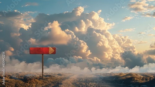 Road sign indicating the choice between an uncomplicated route or a challenging path against a backdrop of a cloudy sky