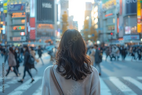 Businesswoman Finds Herself Amongst the Organized Chaos of Shibuya Crossing in Tokyo