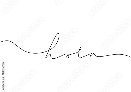 Hola handwritten inscription. One line drawing phrase hand writing calligraphy card lettering.