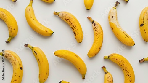 Bananas placed on a white background