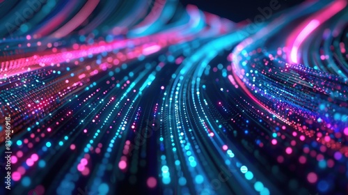 Dynamic high-speed data network with slick, glossy, and glowing lines of light