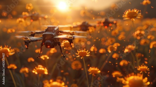 Capture the serenade of agricultural drones, buzzing like bees in a digital hive, pollinating fields with precision and care.
