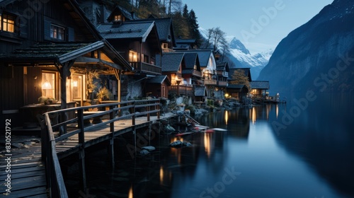 Hallstatt at night by Salzburg