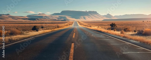 Empty road leading to mountain range under clear sky.