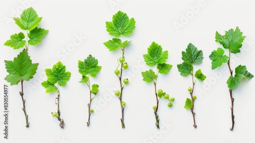 Green Currant Branches with Leaves and Berries, Generative AI