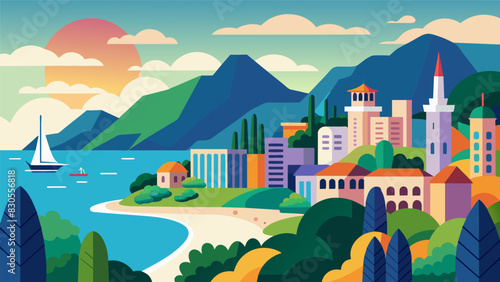 With its stunning coastal landscape and bustling urban center the eVTOLs provide the perfect vantage point to appreciate the beauty and diversity of the city below.. Vector illustration