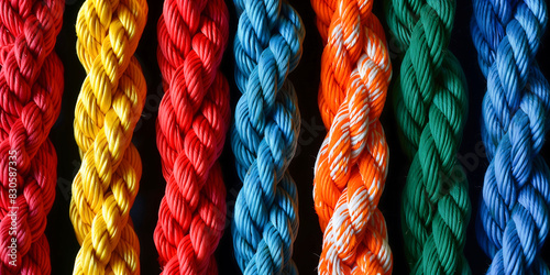 Close-up of Colorful Braided Yarn Threads