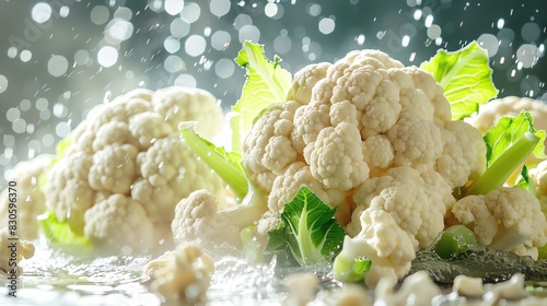 fresh cauliflower in studio lightning, isolated on white background