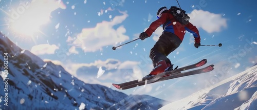 A freestyle skier launches off a jump