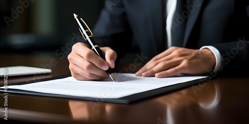 Reviewing legal contract terms before signing Analyzing documents for accuracy and verifying signatures. Concept Legal Contract Review, Document Analysis, Signature Verification