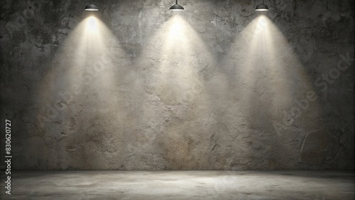 Empty cement material backdrop with spotlight for displaying artwork