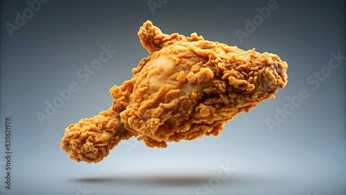 Fried chicken levitating in midair on a background, isolated image perfect for food and culinary concepts