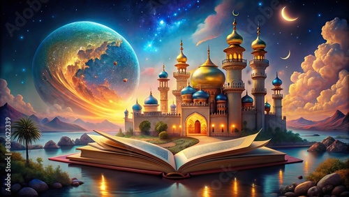of a magical journey to the land of stories from One Thousand and One Nights