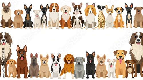 Assortment of cute dog s forming a border