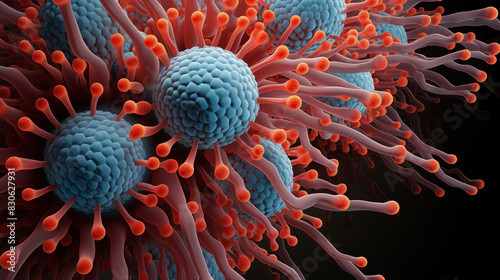 Close ups of viral and viral disease epidemic cells