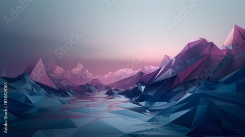 Low-Poly Geometric Shapes Wallpaper with Minimalist Design in Soft Colors, Modern and Serene Style for a Visually Soothing and Undisturbed Look