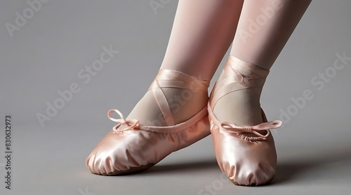  pair of pink ballet slippers with ribbons on the toes.