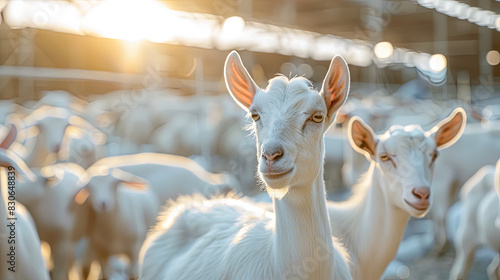 goats in the modern industrial farm, agriculture concept